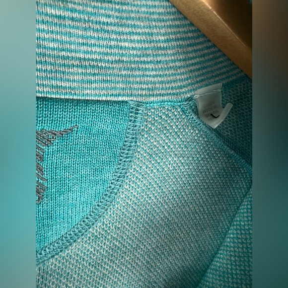 Men’s Raffi Turquoise Quarter Zip Sweater - Picture 6 of 6
